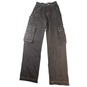 Reformation Wilder Cargo High Rise Wide Leg Jeans Womens 26 Blue Dark Wash Denim